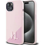 Karl Lagerfeld Silicone Shadow Metal Initial MagSafe iPhone 15 Case Pink - (KF002549-0)