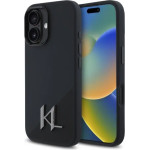 Karl Lagerfeld Silicone Shadow Metal Initial MagSafe iPhone 16 Case - Black - (KF002384-0)