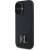 Karl Lagerfeld Silicone Shadow Metal Initial MagSafe iPhone 16 Case - Black - (KF002384-0)