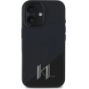 Karl Lagerfeld Silicone Shadow Metal Initial MagSafe iPhone 16 Case - Black - (KF002384-0)