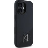 Karl Lagerfeld Silicone Shadow Metal Initial MagSafe iPhone 16 Case - Black - (KF002384-0)