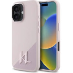 Karl Lagerfeld Silicone Shadow Metal Initial MagSafe iPhone 16 Case - Pink - (KF002385-0)