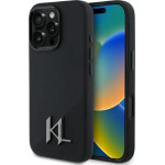Karl Lagerfeld Silicone Shadow Metal Initial MagSafe iPhone 16 Pro Case - Black - (KF002273-0)