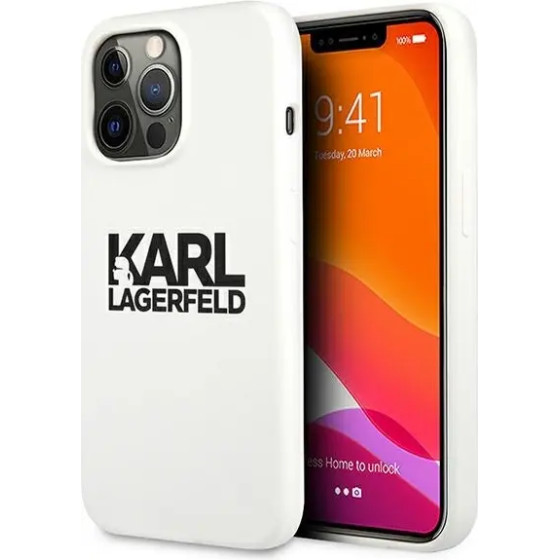 Karl Lagerfeld Silicone Stack Logo Case for iPhone 13 Pro / 13 6.1 - White - (KF000829-0)