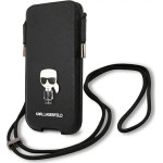 Karl Lagerfeld Torebka KLHCP12LOPHKMK 6,7'' czarny/black hardcase Saffiano Ikonik Karl's - (KF000726-0)