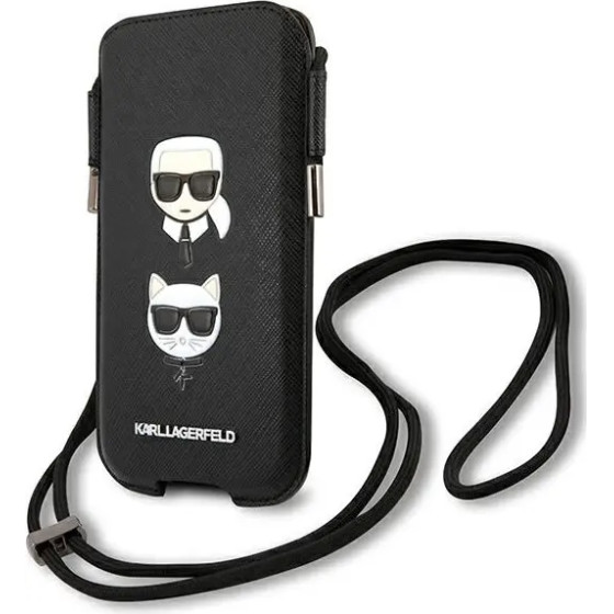 Karl Lagerfeld Torebka KLHCP12MOPHKCK 6,1'' czarny/black hardcase Saffiano Ikonik Karl&Choupette Head - (KF000723-0)