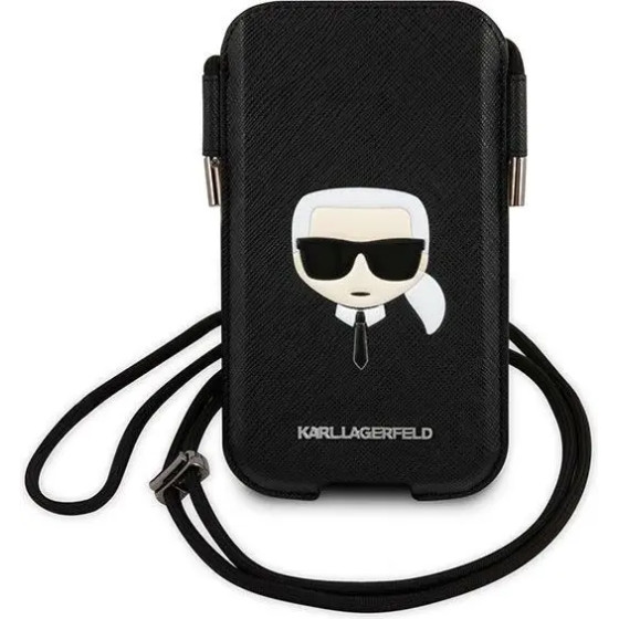 Karl Lagerfeld Torebka KLHCP12MOPHKHK 6,1'' czarny/black hardcase Saffiano Ikonik Karl`s Head - (KF000721-0)