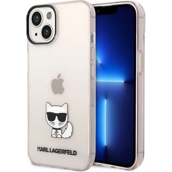 Karl Lagerfeld Transparent Choupette Body Case for iPhone 14 Plus / 15 Plus 6.7 - Pink - (KF001142-0)