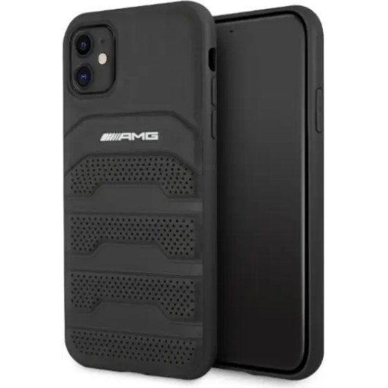 Mercedes AMG AMHCN61GSEBK iPhone 11 6.1 black / black hardcase Leather Debossed Lines - (AMG00004-0)