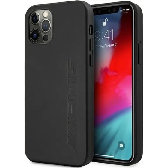 Mercedes AMG AMHCP12LDOLBK iPhone 12 Pro Max 6,7'' czarny/black hardcase Leather Hot Stamped - (AMG00009-0)