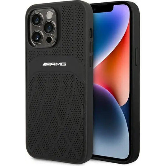 Mercedes AMG AMHMP14XOSDBK iPhone 14 Pro Max 6.7'' black/black hardcase Leather Curved Lines MagSafe - (AMG00060-0)