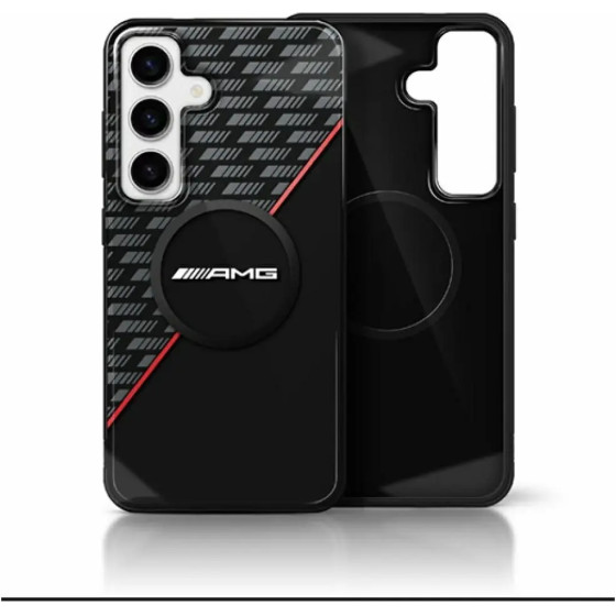 Mercedes AMG Double Layer Rhombs MagSafe Case for Samsung Galaxy S25 - Black/Red - (AMG00095-0)