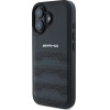 Mercedes AMG Leather Debossed Lines Black Logo iPhone 16 Case - Black - (AMG00085-0)