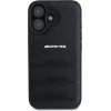Mercedes AMG Leather Debossed Lines Black Logo iPhone 16 Case - Black - (AMG00085-0)