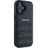Mercedes AMG Leather Debossed Lines Black Logo iPhone 16 Case - Black - (AMG00085-0)