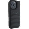 Mercedes AMG Leather Debossed Lines Black Logo iPhone 16 Pro Max Case - Black - (AMG00087-0)