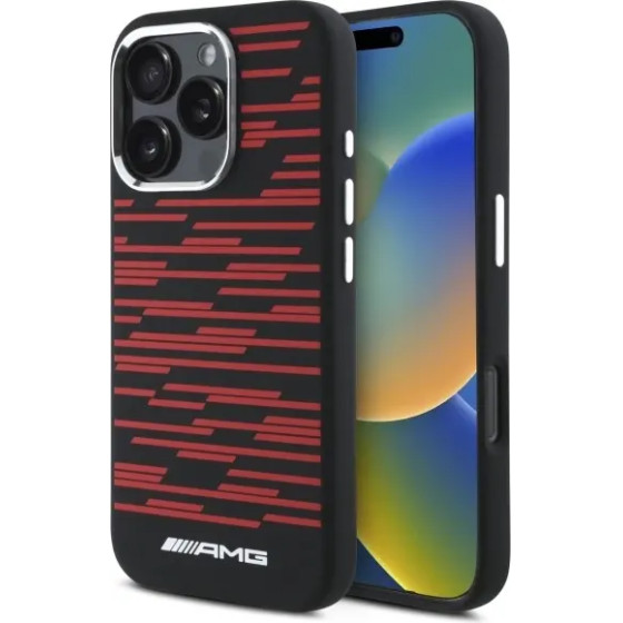 Mercedes AMG Silicone Graphics MagSafe case for iPhone 16 Pro - black - (AMG00089-0)