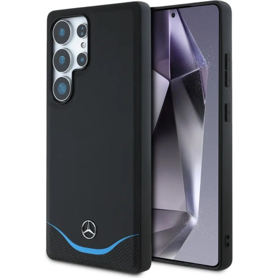 Mercedes Leather Contrasted Blue Horizontal Curve MagSafe Case for Samsung Galaxy S25 Ultra - Black - (Mer008456-0)