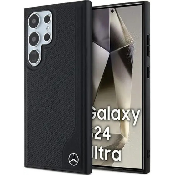 Mercedes Leather Debossed Line MagSafe case for Samsung Galaxy S24 Ultra - black - (Mer008087-0)