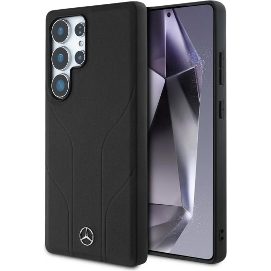 Mercedes Leather Debossed Lines MagSafe case for Samsung Galaxy S25 Ultra - black - (Mer008452-0)
