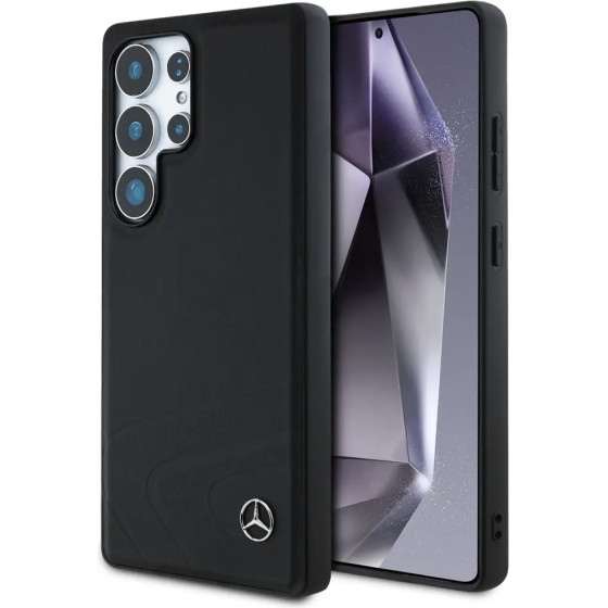 Mercedes Leather Horizontal Debossed Curves MagSafe Case for Samsung Galaxy S25 Ultra - Black - (Mer008458-0)