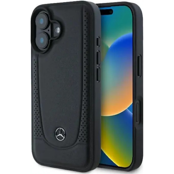 Mercedes Leather Urban iPhone 16 Plus Case - Black - (Mer008277-0)