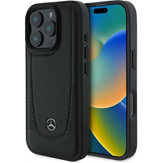 Mercedes Leather Urban iPhone 16 Pro Case - Black - (Mer008281-0)