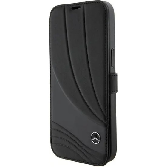 Mercedes Leather Wave Pattern iPhone 15 Pro Case - Black - (Mer007964-0)