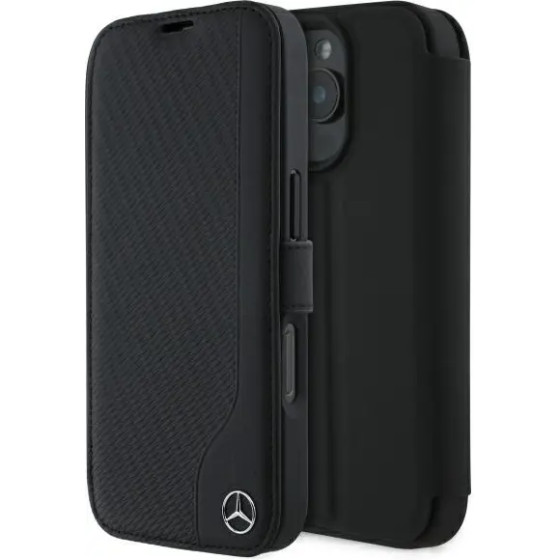 Mercedes Leather Wood Imitation iPhone 16 Pro Case - Black - (Mer008310-0)