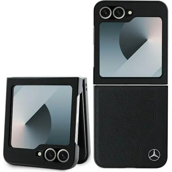 Mercedes Leather Wood Imitation MagSafe Case for Samsung Galaxy Z Flip 6 - Black - (Mer008154-0)