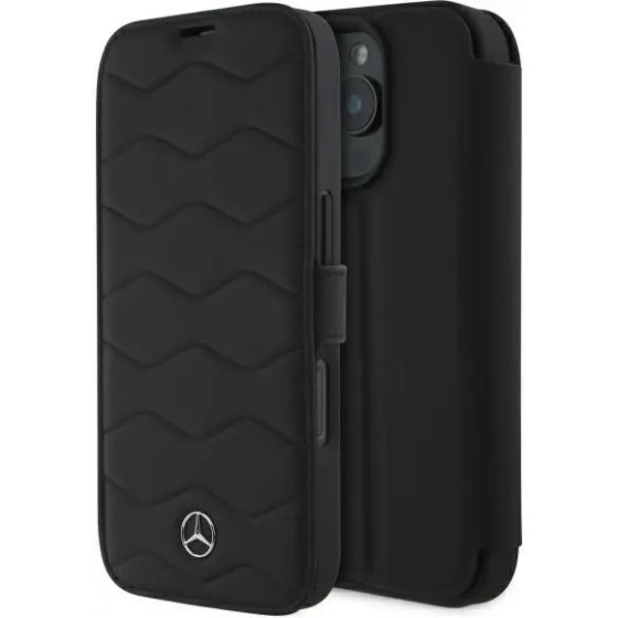Mercedes MB Waves Leather Case for iPhone 16 Pro Max - Black - (Mer008313-0)