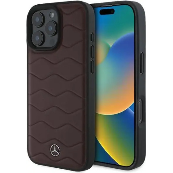 Mercedes MB Waves Leather Case for iPhone 16 Pro Max - Red - (Mer008297-0)