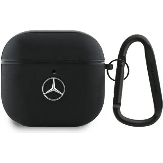 Mercedes MEA4CSLBK AirPods 4 cover black/black Leather Metal Logo - (Mer008352-0)