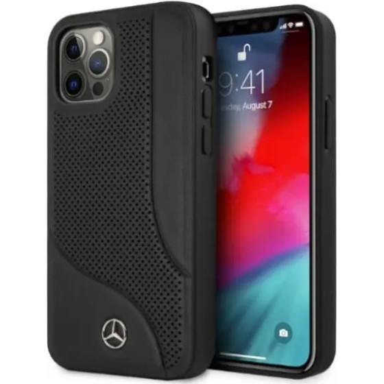 Mercedes MEHCP12LCDOBK iPhone 12 Pro Max 6,7'' czarny/black hardcase Leather Perforated Area - (Mer006818-0)