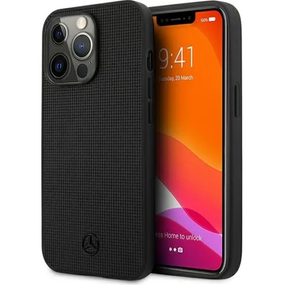 Mercedes MEHCP13LMBLBK iPhone 13 Pro / 13 6,1'' czarny/black hardcase Leather Meshed Metal Logo - (Mer007402-0)