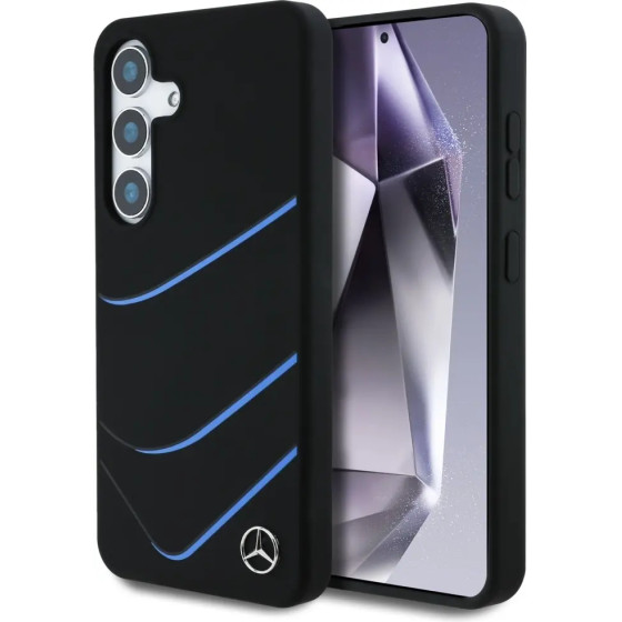 Mercedes Silicone Contrasted Curves MagSafe Case for Samsung Galaxy S25 - Black - (Mer008459-0)