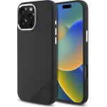 Mercedes Silicone Tonal Logo Wood Pattern MagSafe iPhone 16 Pro Max Case - Black - (Mer008335-0)