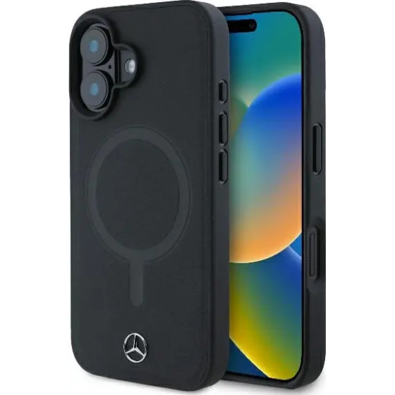 Mercedes Smooth Leather MagSafe iPhone 16 Plus Case - Black - (Mer008287-0)