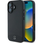 Mercedes Textured And Plain Leather MagSafe case for iPhone 16 - black - (Mer008278-0)