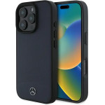 Mercedes Textured And Plain Leather MagSafe Case for iPhone 16 Pro Max - Navy Blue - (Mer008304-0)