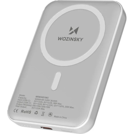 Wozinsky 10,000 mAh Magnetic Power Bank - White - (WRW349YWS)