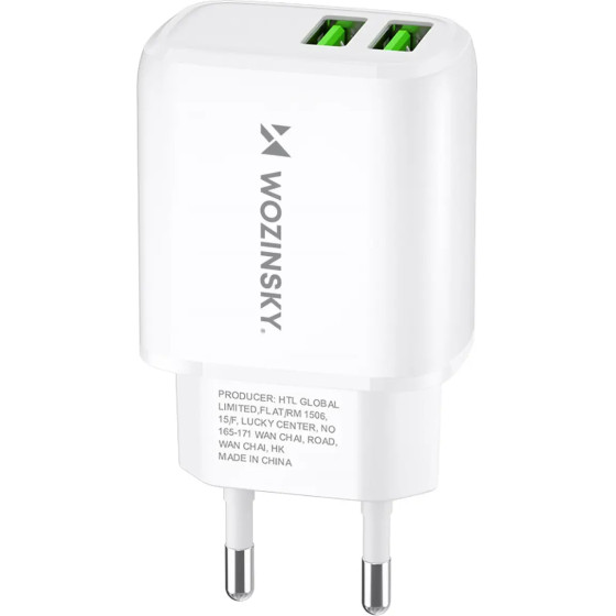 Wozinsky 2.4A 2 x USB-A wall charger - white - (CUWCW)