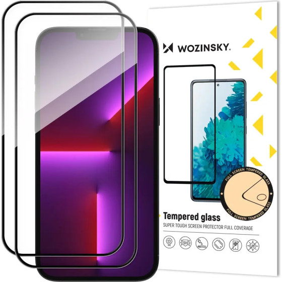 Wozinsky 2pcs Full Screen Tempered Glass with Frame Case Friendly Full Glue iPhone 15 Pro - Black