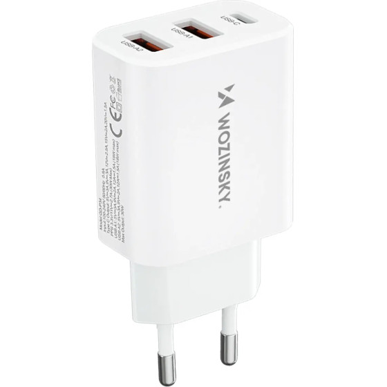 Wozinsky 30W USB-C / 2 x USB-A wall charger - white - (CWCUCW)