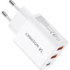 Wozinsky 30W USB-C / 2 x USB-A wall charger - white - (CWCUCW)
