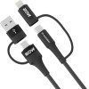 Wozinsky 4in1 cable 2x USB-C 1x USB-A 1x Lightning 60W 1 m - black - (WNBAA)