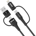 Wozinsky 4in1 cable 2x USB-C 1x USB-A 1x Lightning 60W 1 m - black - (WNBAA)