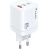 Wozinsky 65W USB-A / 2 x USB-C GaN wall charger - white - (CGWCW)