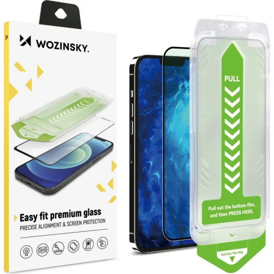 Wozinsky 9H tempered glass with mounting frame for iPhone 15 Plus Premium Glass - black