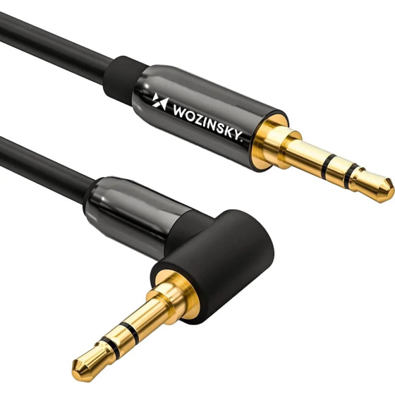 Wozinsky AUX cable angled (male-male) mini jack cable 2 m black - (WACSAB-2M)